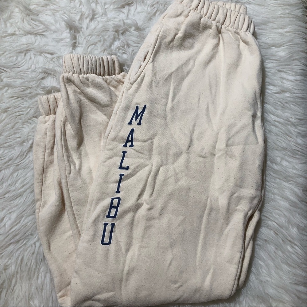 Brandy Melville malibu sweatpants Rare cream white blue cuffed ankles sweats